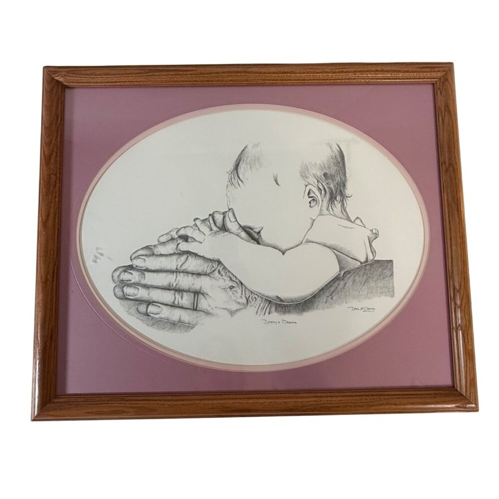 Pencil Sketch Wall Art Daddys Dream By Dave McMahon Framed Wood Framed